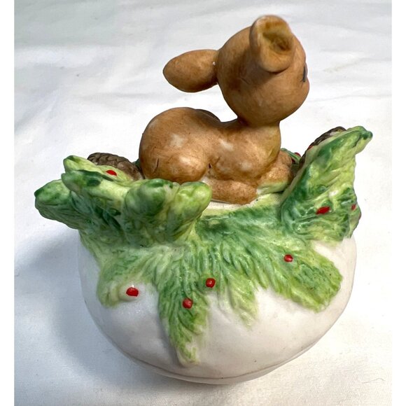 Vintage Ceramic Bunny Trinket Box With Lid - Picture 3 of 5